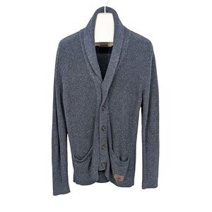 Hollister Chunky Knit Cardigan Men Size L Shawl Collar Button Up Heritage Preppy